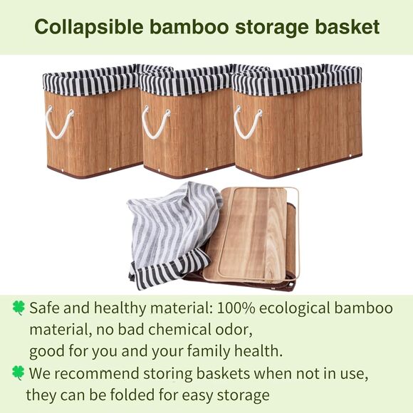 2PCS Bamboo Storage Basket Fabric Lined Under Desk Organizer - Picture 4 of 9